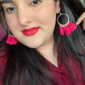 Pink tassel earrings